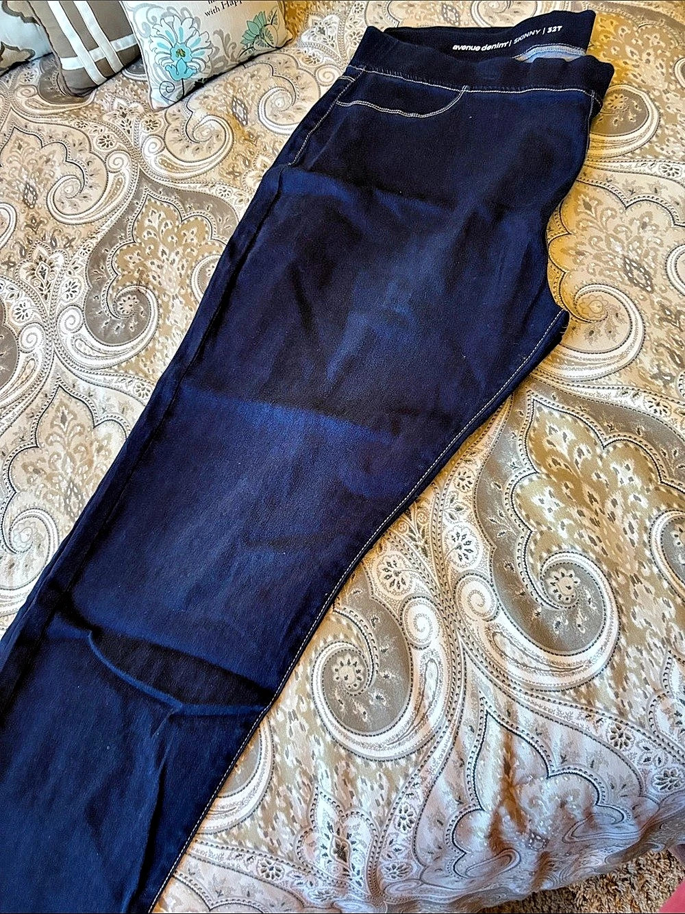 Avenue Denim Skinny Pull-On Jeans Blue Waist 32T